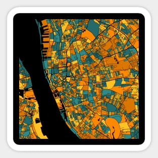 Liverpool Map Pattern in Orange & Teal Sticker